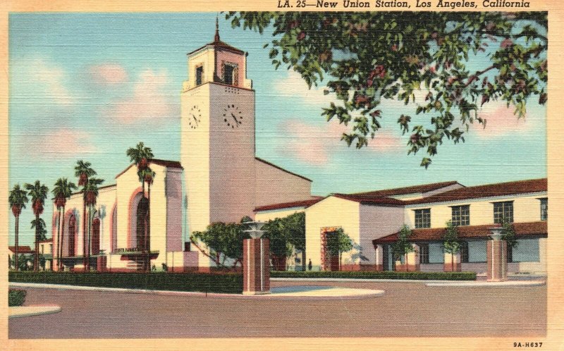 Vintage Postcard Union Station Beautiful Spacious Modern Los Angeles California