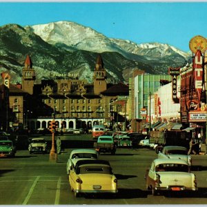 Giant 1950s Downtown Colorado Springs Pikes Peak Ave Photo Postcard Oversized 1U