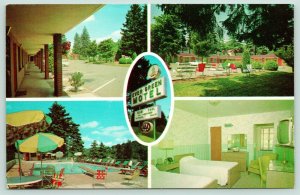 Asheville North Carolina~Ever Green Motel~5 Views~Pool~Room~Sign~Exterior~1960s 