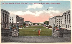 Vintage Postcard 1916 Harvard Medical School Courtyard Admin Building Boston MA