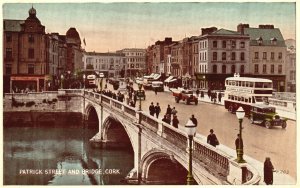 Vintage Postcard 1920's River Lee Saint Patrick Street and Bridge Cork Ireland