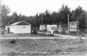 Postcard RPPC 1940s Michigan Clare Herbert's Corners Cabins occupational 24-51