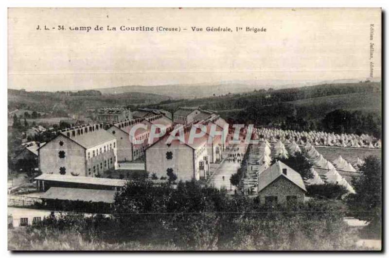 Old Postcard side of the curtain (Creuse) General view bridge Militaria