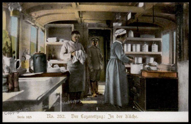 Germany Austria WWI Army Red Cross Train Nurses in Kitchen Car Patriotic G 66337