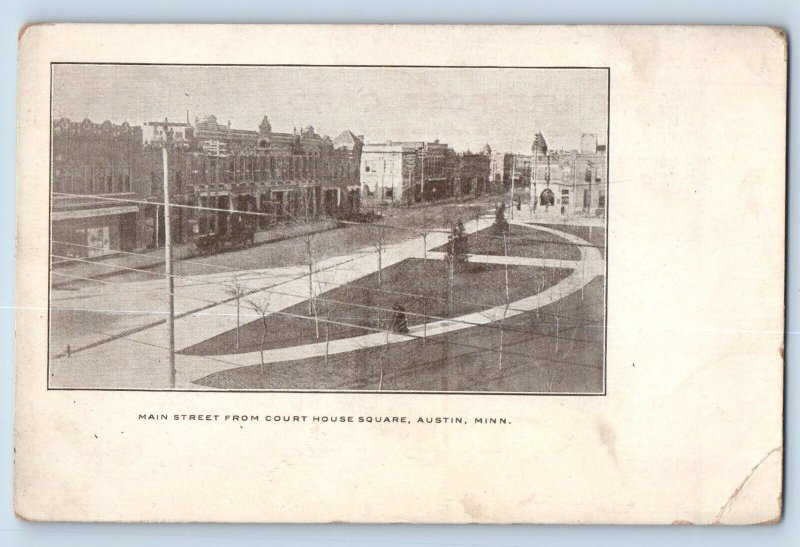 Austin Minnesota Postcard Main Street Court House Square c1898 Vintage Antique