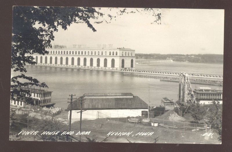 RPPC KEOKUK IOWA POWER HOUSE AND DAM VINTAGE REAL PHOTO POSTCARD