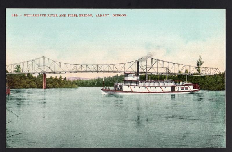 Oregon ~ Willamette River and Steel Bridge ALBANY - Divided Back