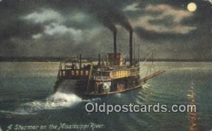 A Steamer On The Mississippi River, USA Steam Ship 1910 light wear postal use...