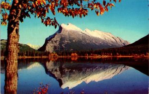 Fall Scene Mount Rundle Vermillion Lake Mountain Reflection Postcard Unused UNP 