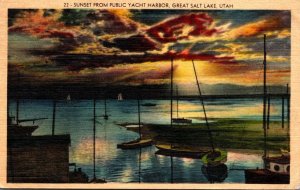 Utah Great Salt Lake  Sunset From Public Yacht Harbor 1949