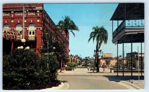 YBOR CITY, Tampa Florida FL ~ SPANISH PLAZA Street Scene - Cannon Shoes Postcard
