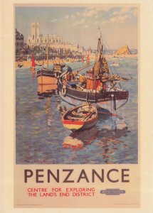Penzance GWR Travel By Train British Rail Advertising Poster Postcard