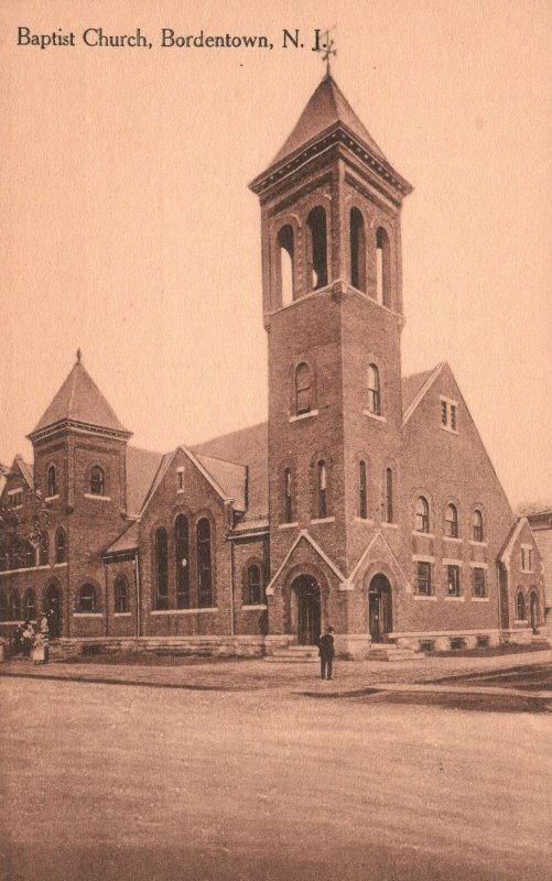 Vintage Postcard Baptist Church Architectural Building Bordentown New Jersey NJ 