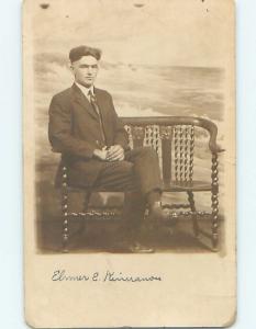 Pre-1918 rppc Gay Interest HANDSOME MAN IN SUIT Columbus Ohio OH HM3128