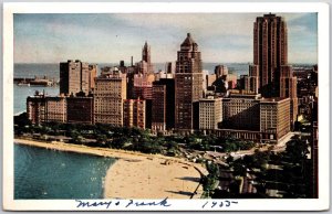 Chicago IL-Illinois, 1955 Drake Hotel, Lake Michigan, Lake Shore Dr, Postcard