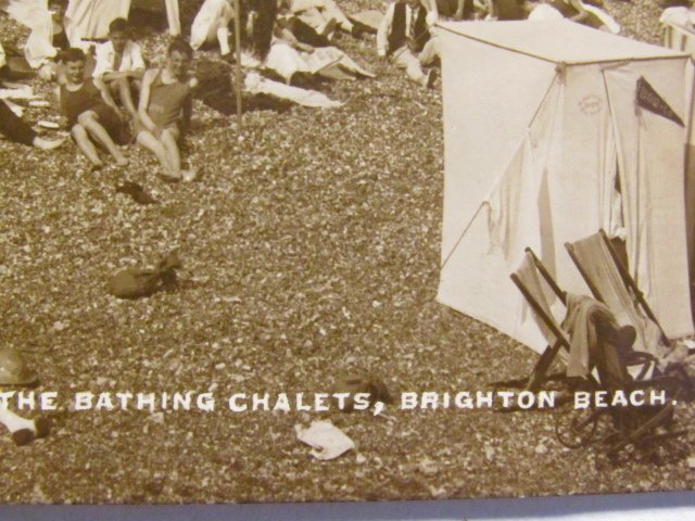 circa 1910'-s  Real Photo-Brighton Beach-bathing chalets