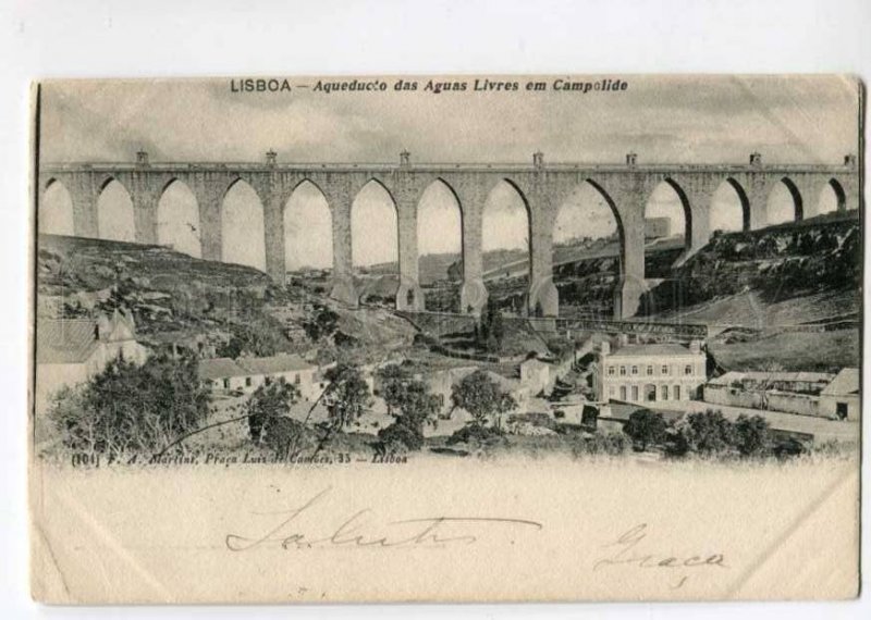 400024 PORTUGAL LISBOA Aqueduco Vintage 1903 year RPPC