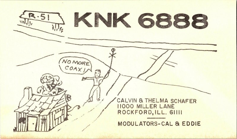 QSL Radio Card From Rockford ILL Illinois KNK 6888 