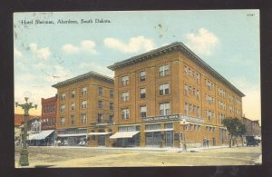 ABERDEEN SOUTH DAKOTA SD HOTEL SHERMAN DOWNTOWN VINTAGE POSTCARD 1910