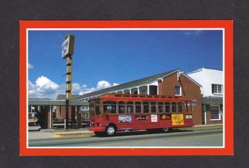 VA View Carriage Inn Motel Trolley Bus VIRGINIA BEACH Postcard Carte Postale