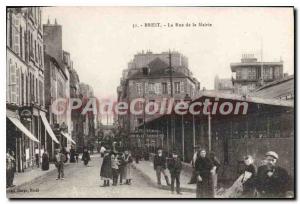 Postcard Old Brest La Rue De La Mairie
