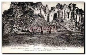 Old Postcard Lassigny The church mutilated Army