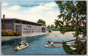 Milwaukee Wisconsin 1940s Postcard Pavilion On The Lake Washington Park