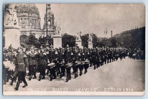 Berlin Germany Postcard Prussian Guards Leaving Berlin 1914 WW1 Antique