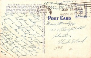 Great Salt Lake Cartoon Postcard PM City UT Cancel WOB Note EC Kropp VTG Vintage 