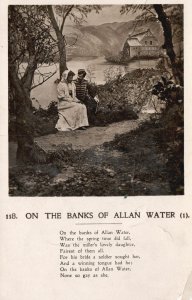 Vintage Postcard On The Banks Of Allan Water Lovers Couple Dating Romance