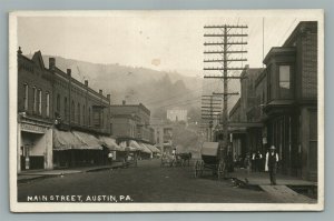 AUSTIN PA MAIN STREET ANTIQUE REAL PHOTO POSTCARD RPPC