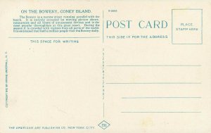 c1910 Postcard; Bowery by Night, Coney Island NY Amusement Park, Unposted