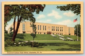 Charleston West Virginia~Stonewall Jackson High School~Flag~Moderne~Linen PC