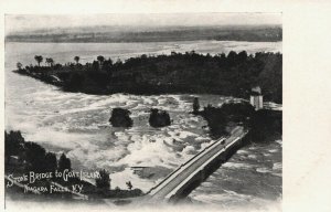 USA Stone Bridge To Goat Island Niagara Falls New York Vintage Postcard 04.20