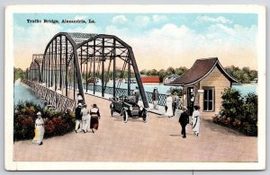 Vintage Postcard Main Street Traffic Bridge over River Alexandria Louisiana LA