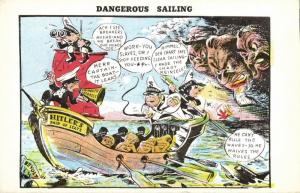 WWII Caricature, Hitler's Ship of State Dangerous Sailing, Allies Clouds (1940s)