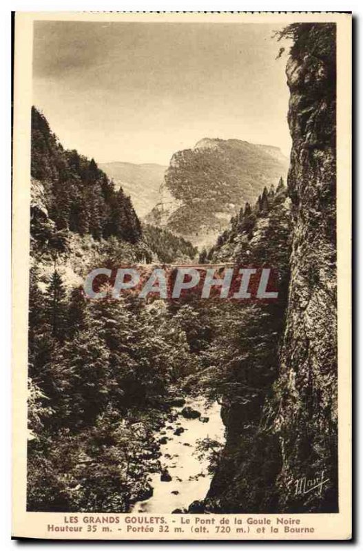 Old Postcard The Great Narrow's Bridge Goute Black