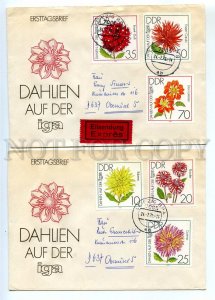440675 EAST GERMANY GDR 1979 year set of FDC dahlias flowers Express