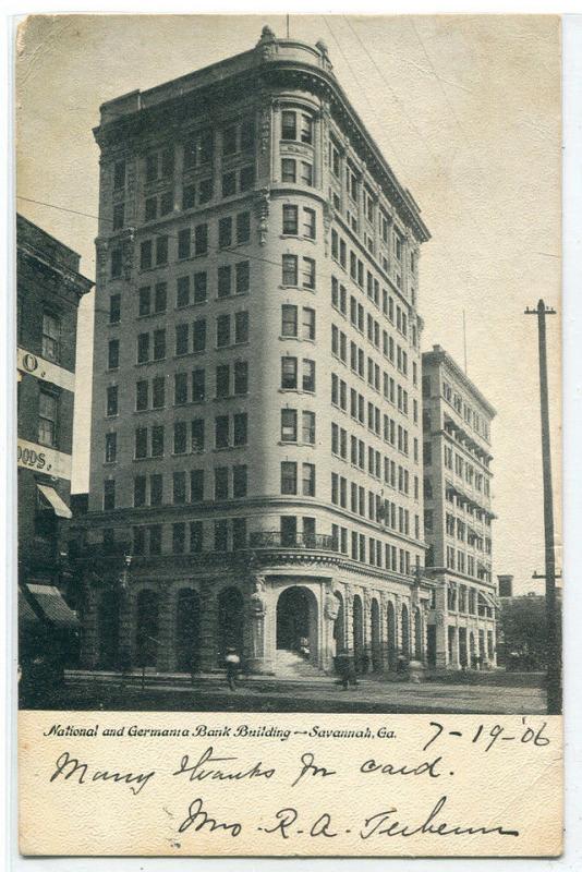 National Germania Bank Building Savannah Georgia 1906 postcard