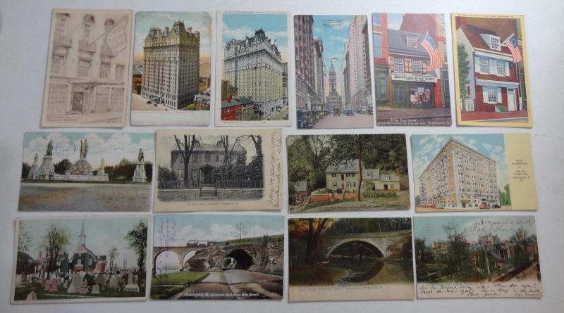 Philadelphia Pennsylvania Lot of 44 Postcard 1906-1952 Betsy Ross Franklin 