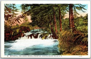 Waterfall Dense Woods Spearfish Canyon Black Hills South Dakota SD Postcard