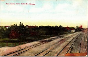 Rock Island Park Railroad Belleville KS c1910 Vintage Postcard D31