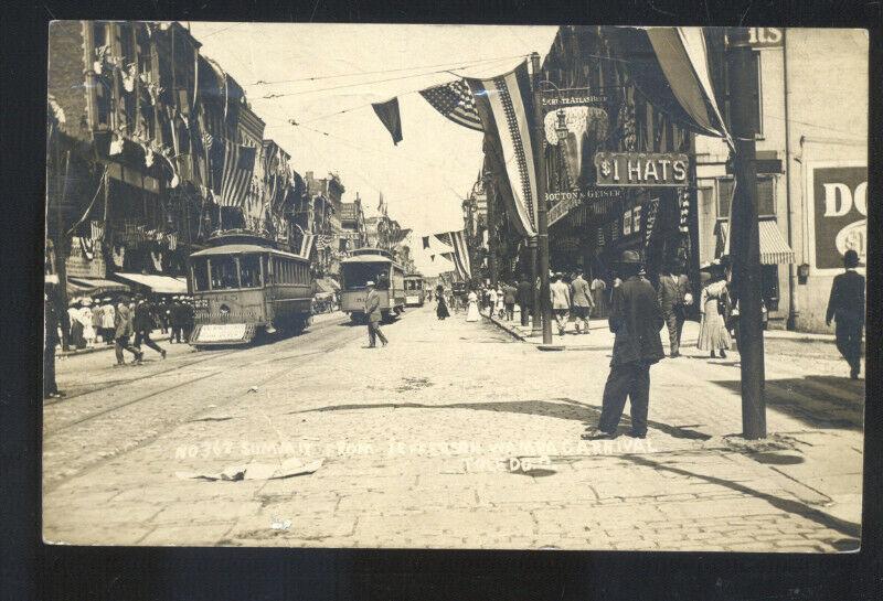 RPPC TOLEDO OHIO DOWNTOWN STREET SCENE TROLLEY CAR REAL PHOTO POSTCARD