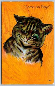 DS1/ Louis Wain Artist Signed Postcard c1910 Cute Cat Wink Cats 29