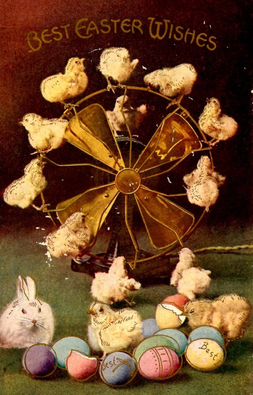 Greeting - Easter. Chicks & Bunny  (chipping)