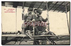 Old Postcard Jet Aviation Farman flies with two passengers