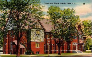 Vtg Community House Spring Lake New Jersey NJ Linen Postcard