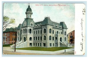 1907 New City Hall Broadway Newport Rhode Island RI Posted Antique Postcard 