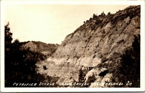 Vtg Petrified Strata Cedar Canyons Badlands North Dakota ND RPPC Postcard