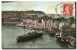 Old Postcard Dieppe overlooking the station Marittime taking cliffs of Pollet...